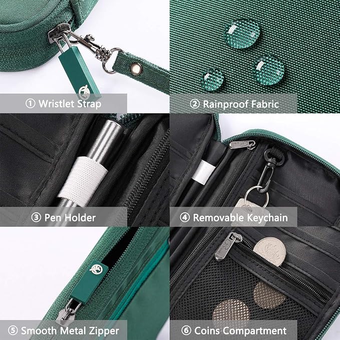 VanFn RFID Travel Passport Wallet, Family Passport Holder, Trip Document Organizer P.Travel Series (Nylon - Green)