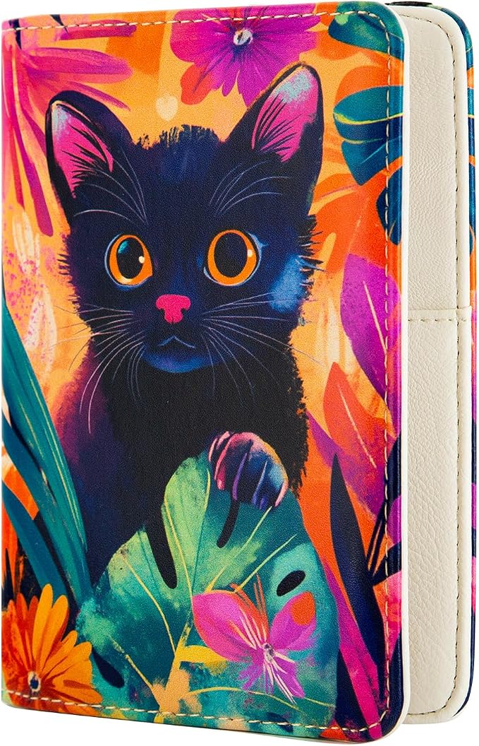 Pink Passport Holder,Cute Passport Cover,Travel Wallet with Credit Card Slots Rfid Blocking passport Wallet Waterproof Documents Organizer Women Men (Cute Cat)