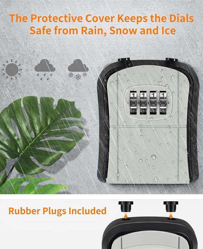 Portable Key Lock Box,Key Holder Safe Security Lock Box for Indoor, Outdoor, Garage, Garden, Store (4 Pack, Grey)