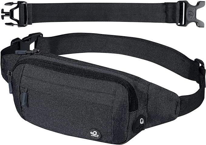 WATERFLY Small Fanny Pack Crossbody Lightweight Waist Bag for Woman Man | Adjustable extender strap, Slim compact, Water-resistant durable material, Breathable back pad, Multi-scene for travel, daily