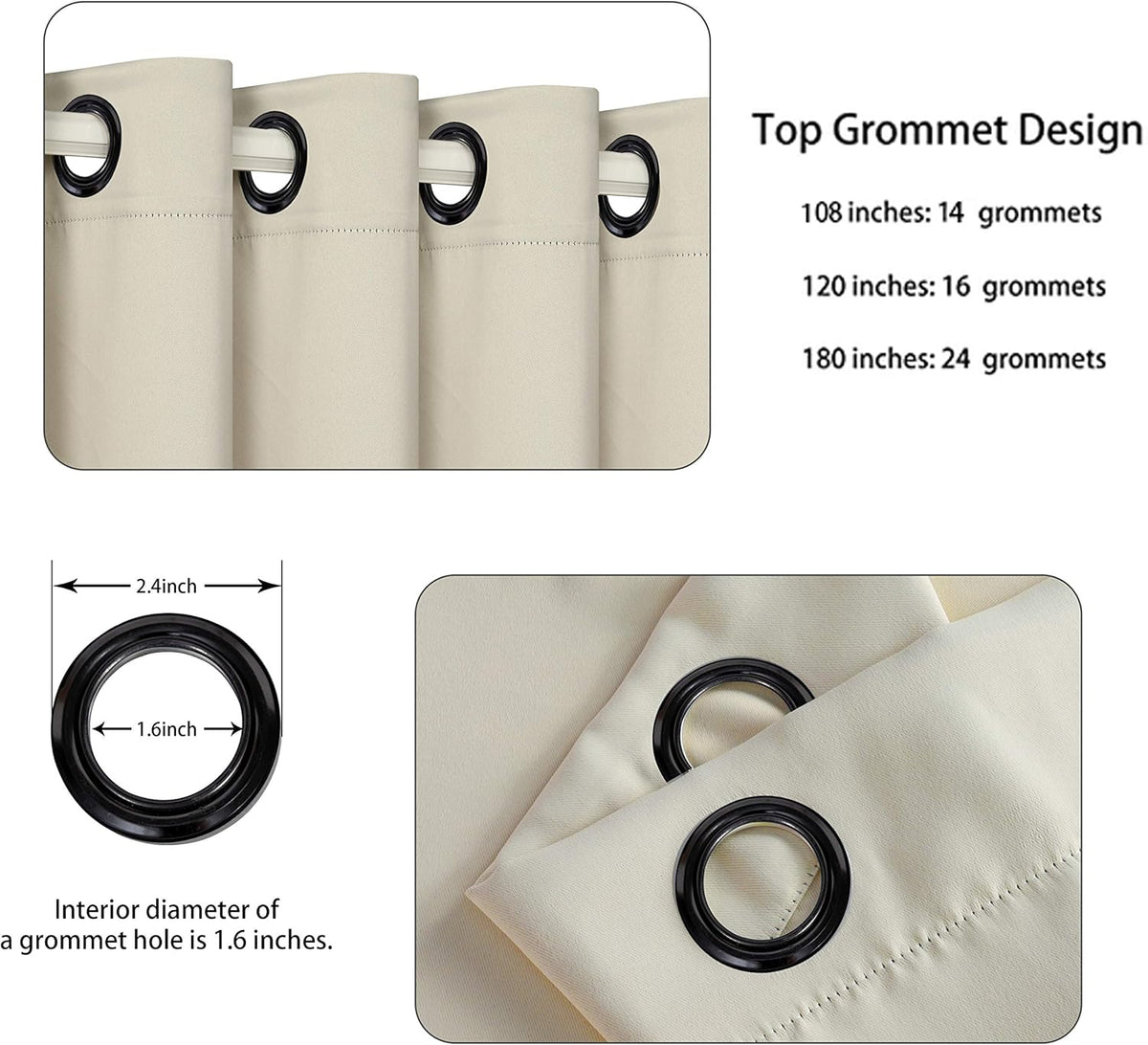 BONZER Room Divider Blackout Curtain Extra Wide Room Darkening Total Privacy Wall Noise Reducing for Apartment, Studio, 108L x 150W Inch (9L x 12.5W ft), 1 Panel, Cream