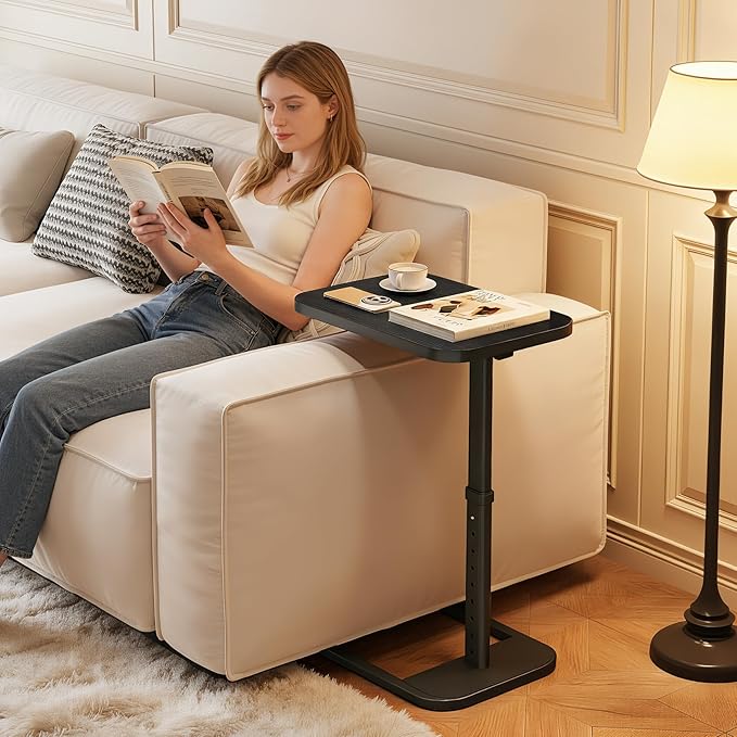 Adjustable Height TV Tray Table for Couch, Flip-Top Design | 19"-30" Height Range, 9-Position Lock System, Rounded Corners, Laptop Table, Snack Table, For Living Room & Bedroom