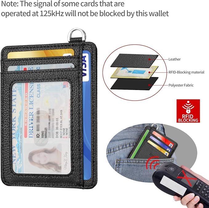 Slim Minimalist Front Pocket Wallet, RFID Blocking Credit Card Holder Wallet with Detachable D-Shackle for Men Women