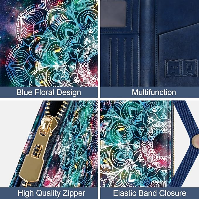 Passport Holder for Travel, RFID Blocking Passport Cover for Women Zipper | Travel Wallets, Passport Book Holder, Credit Card Holder, ID Window,SIM Card Slots, Coin & Tickets Pocket, Mandala