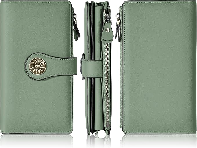 Travelambo Women's Wallet RFID Blocking Trifold Clutch Large Capacity Credit Card Holder Travel Purse