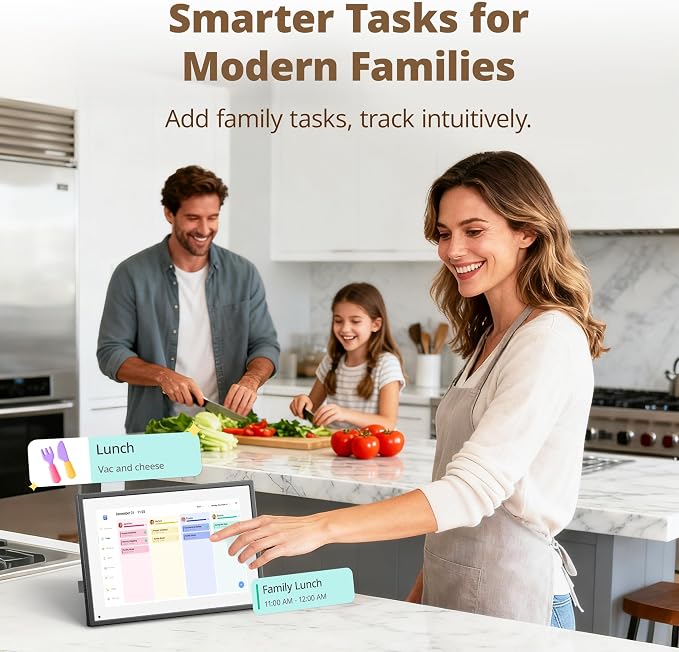 Dragon Touch 10.1 inch Digital Calendar & Chore Chart - Interactive Touchscreen Smart Family Planner,Digital Picture Frame for Mom, Women, Christmas & Weddings