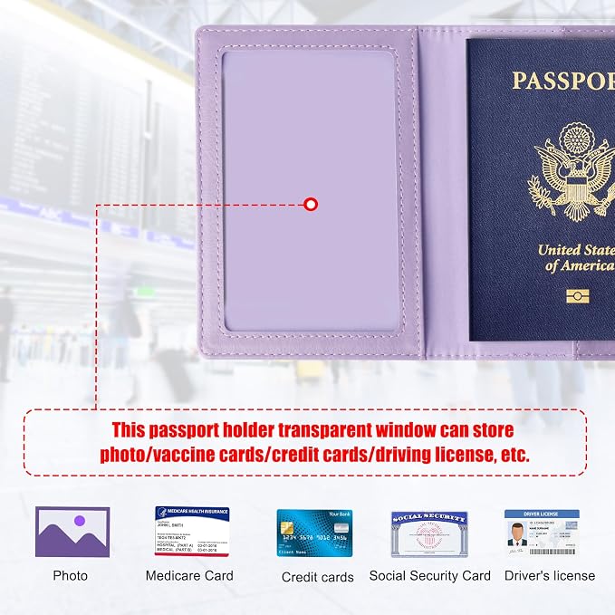 TIGARI Passport Holder for Travel Women Men, Valentines Day Gifts PU Leather Wallet Cover Case Sleeve, Waterproof Protected Document Organizer, Vacation Plane Cruise Travel Essentials