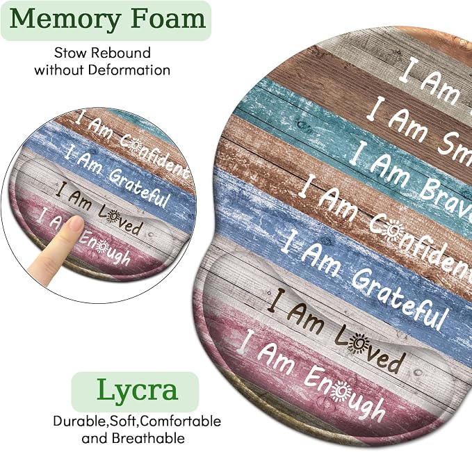 LIMKRIAN Inspirational Ergonomic Mouse Pad with Wrist Rest, 9.8 x 8.6 in | Comfort Gel Wrist Support, Non-Slip PU Base, Mouse Pads for Desk, Motivational Office School Supplies Desk Decor Accessories