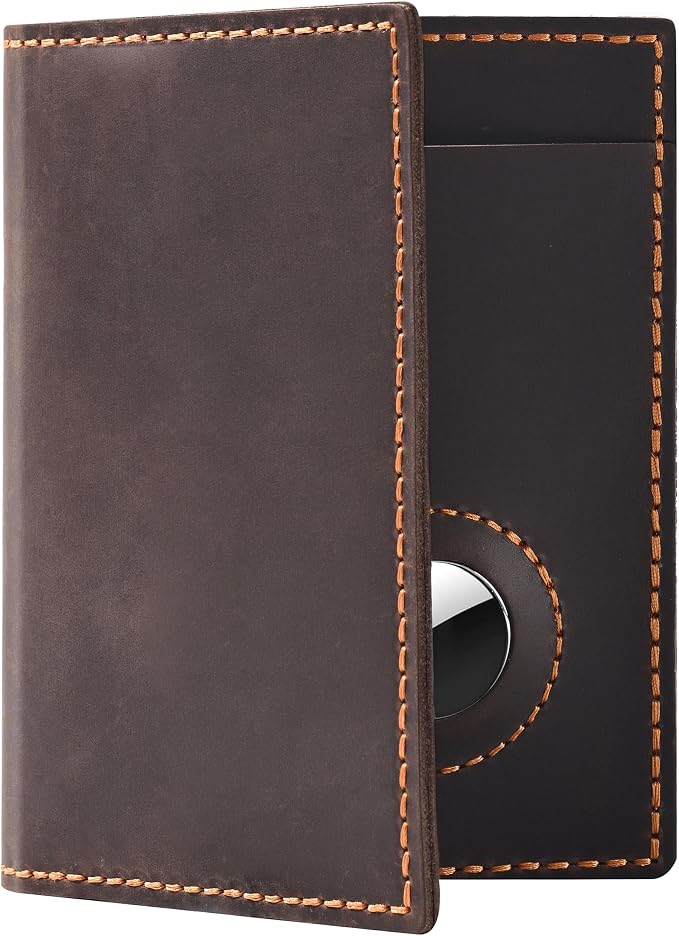 Passport Holder for Travel, Genuine Leather Passport Holder with Airtag, Rfid Passport Cover Wallet Case for Men Women, Travel Essentials Gift, Coffee Brown