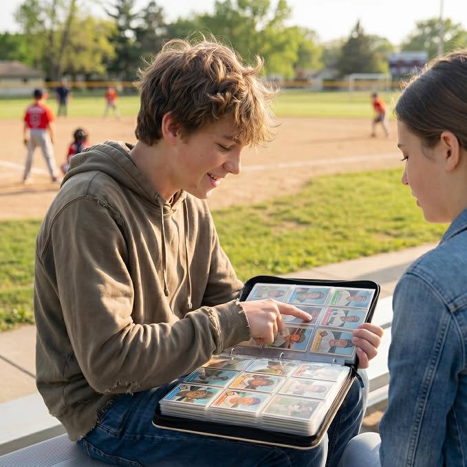 Ice Cream Drip Pattern Baseball Card Binder Waterproof Trading Card Binder Portable Collector Cardholder Album Case Gifts Baseball Cardholder for Boys Sports Game Supplies (440 Pocket,Blue)