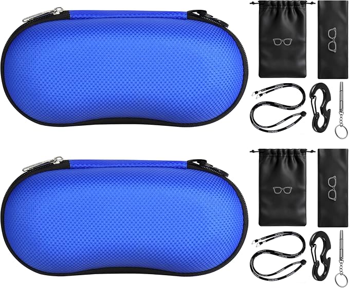 RayLove Sunglasses Case Hard Shell (2Pack), Crush Resistant Eyeglass Case with Zipper, Lightweight Sunglasses Travel Case