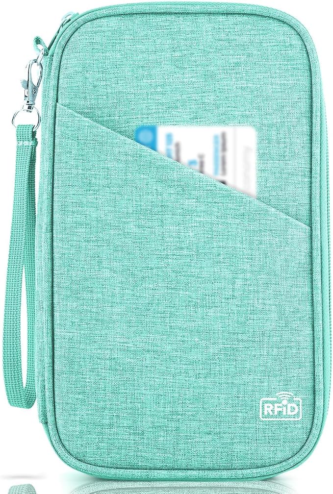 Passport Holder Family, Women Rfid Blocking Passport Wallet, Travel Essentials Premium Wallets, Waterproof Passport Holders Bag for Men Traveling, Travel Document Organizer Credit Cards Case