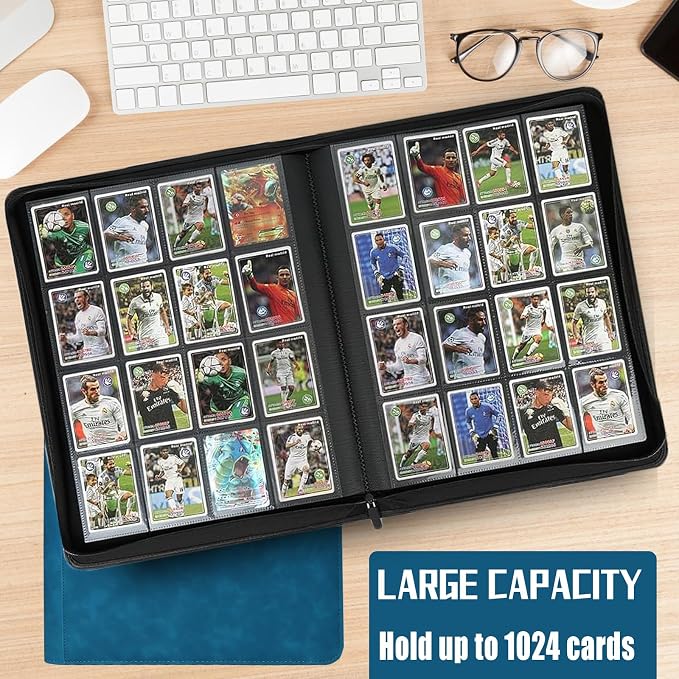 1024 Pocket Card Binder,16 Pocket Trading Card Binder，Side Loading Collectible Card Albums for MTG, for TCG Football, Sports, Game Cards Blue
