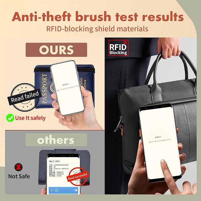 2 Pcs Passport Holder for Travel with Card Slot RFID Blocking Leather Family Passport Wallet Travel Accessories for Men and Women (Blue and Black)