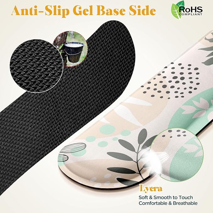 Gimars Enlarge Silky and Superfine Fabric Gel Memory Foam Keyboard Wrist Rest Set, Ergonomic Keyboard Mouse Wrist Support for Typing Pain Relief, Comfort for Office, Gaming, Computer-Morandi Beige