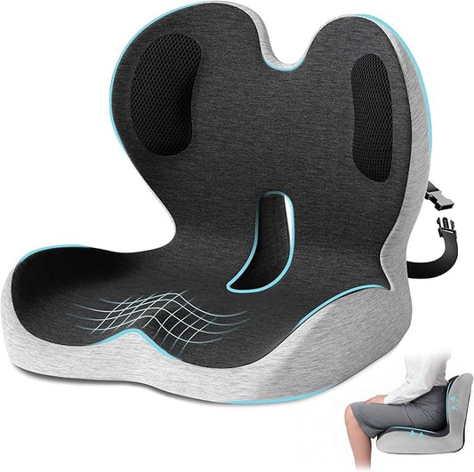 Seat Cushion,Office Chair Cushion with Lumbar Support Pillow,Ergonomic Design for Long Sitting,Sciatica,Back Pressure Relief,Back Support Cushions for Car,Truck,Office Chair