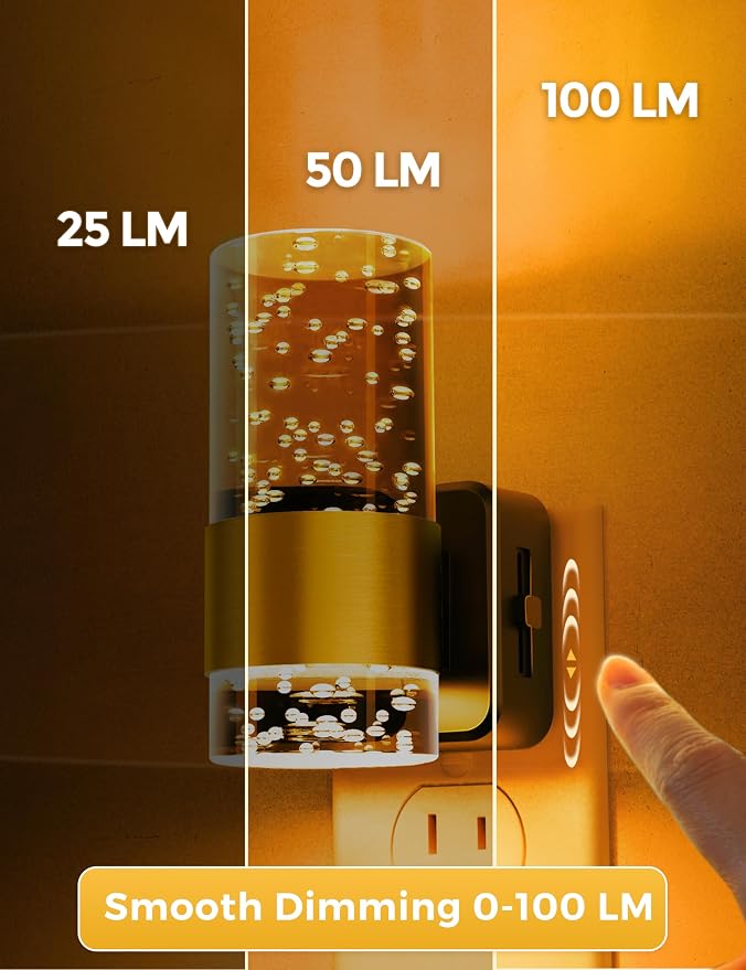 Night Light, 1-Pack Modern Night Lights Plug into Wall, Dimmable Amber Night Light with Auto Light Sensor, Wall Sconce-style Design Nightlight for Bathroom,Bedroom,Hallway