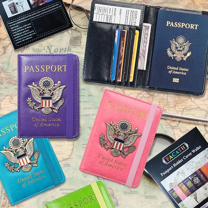 Premium Passport Holder for Travel RFID Blocking Passport Cover Slim | Passport Cover for Women Men Leather US Passport Wallet Case for Travel Passport Book Cover Travel Document Organizer Carrier