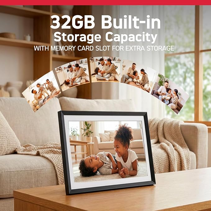 AGFAPHOTO FRAMEO WiFi Digital Picture Frame 15.6 Inch – HD Touchscreen Smart Photo Frame, Phone-Style 16:10 Ratio, Share Photos Instantly via App, 32GB, Auto-Rotate, Clock & Weather, Modern Design
