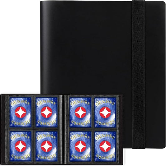 GEAoffice Card Binder - 4 Pocket Trading Card Collection Album Folder - 160 Side Loading Pocket Binder for TCG, MTG, Sports&Game Cards - Gifts for Card Collectors (All Black)