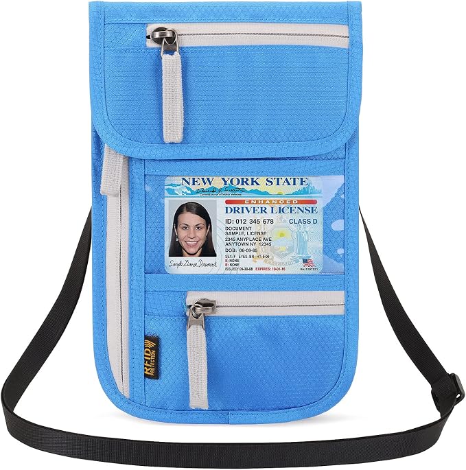 Neck Wallet Lightweight RFID Blocking Waterproof Travel Pouch Passport Wallets for Women Men