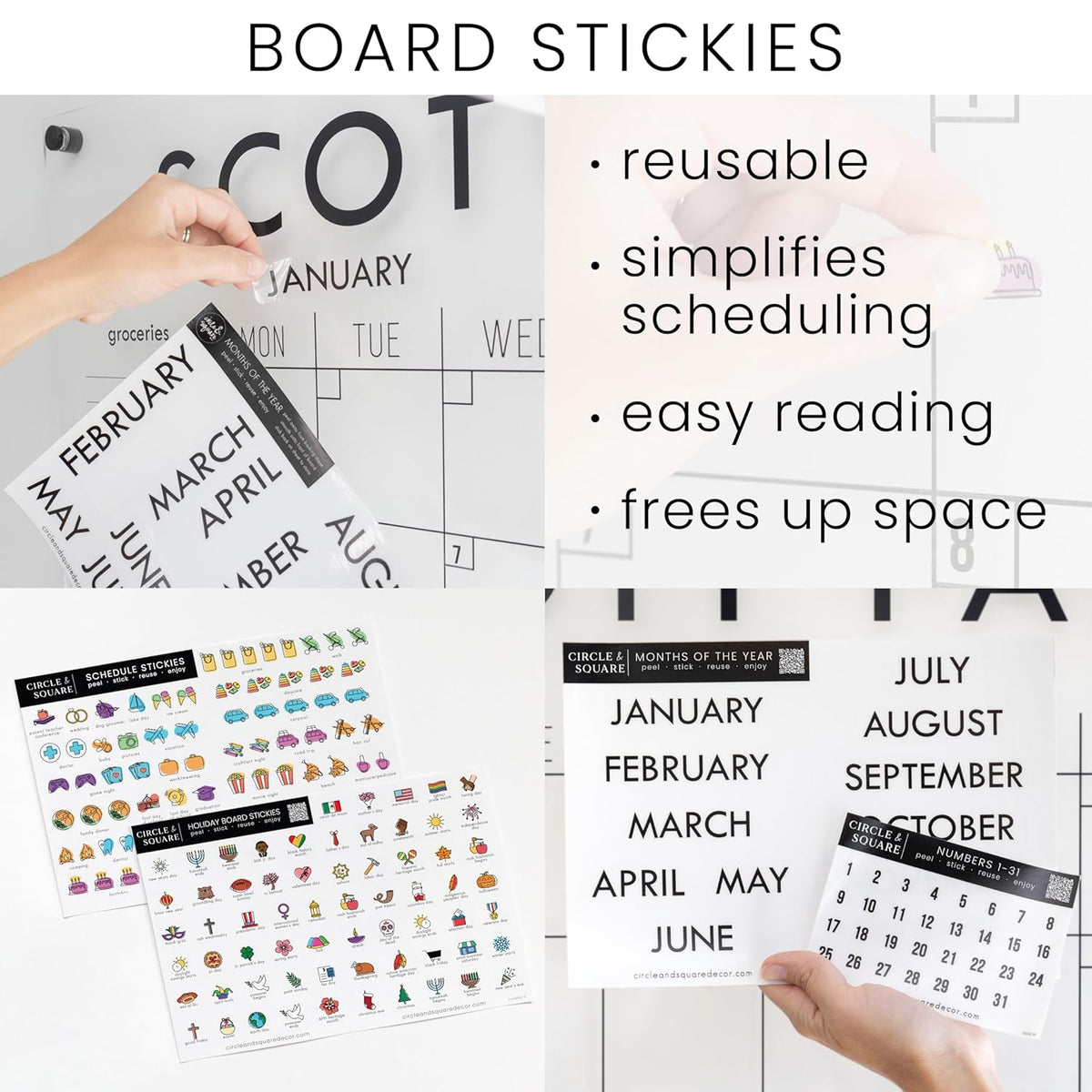 Personalized Clear Acrylic Calendar for Wall, Calendar Whiteboard for Wall, Dry Erase Wall Calendar, Wall Calendar Organizer System for Home (Block, Jade, 38"W x 26"H)