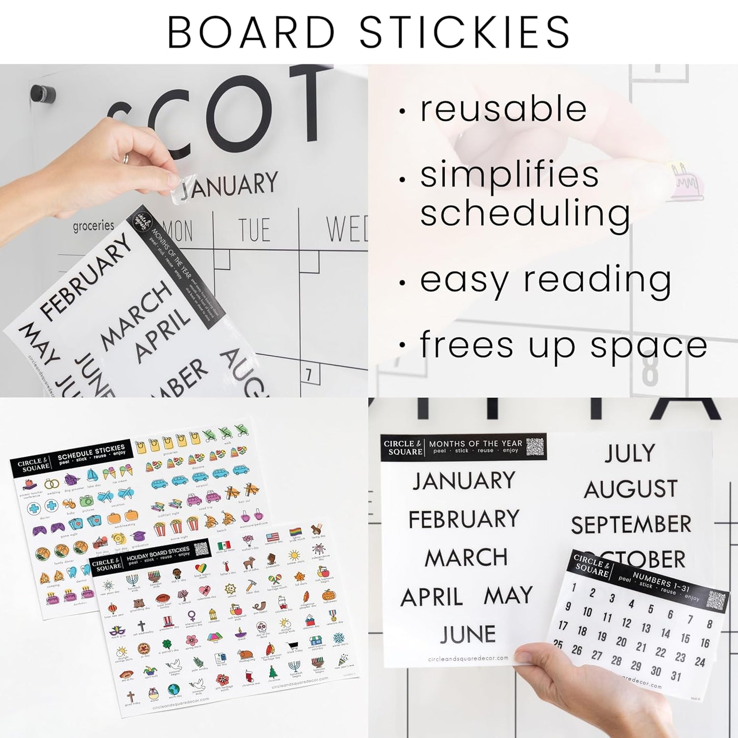 Personalized Clear Acrylic Calendar for Wall, Calendar Whiteboard for Wall, Dry Erase Wall Calendar, Wall Calendar Organizer System for Home (Block, Blush, 23"W x18.5"H)