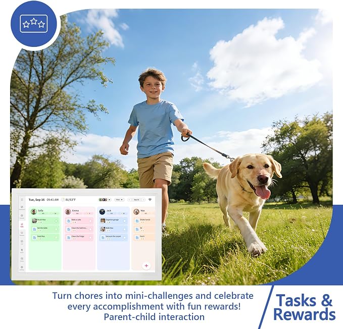 Whale Framely Digital Wall Calendar 21.5 Inch Large, Smart Family Schedule & Chore Chart, IPS FHD Touchscreen Wall Planner with Auto-Rotate, Wall Organizer, Gift for Women/Men，Father/Grandpa