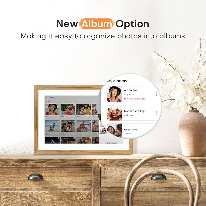 Digital Picture Frame Frameo, 10.1 Inch Digital Photo Frame WiFi, Electric Slideshow Frame 1280 * 800IPS Touch Screen, Auto-Rotate, Share Videos Pictures, 32GB Memory, Gifts for Mom