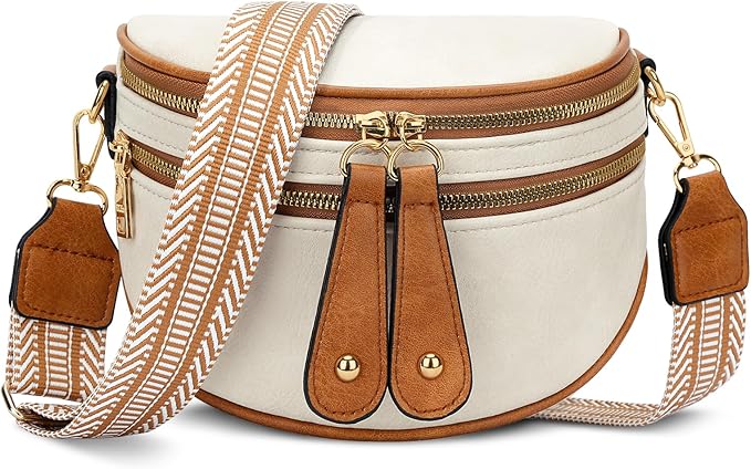 KKXIU Crossbody Bags for Women Vegan Leather Travel Bum Bag | Trendy Fanny Waist Pack | Shoulder Purse with Adjustable Strap