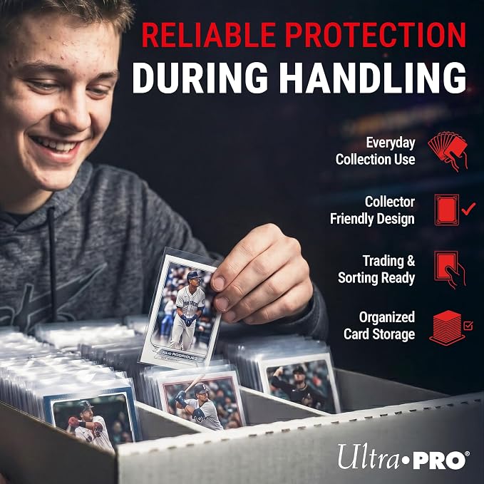 Ultra Pro - Premium Clear 100ct. Card Sleeves to Protect Sports Cards, Baseball / Football Cards, and Collectible Cards, Standard Size