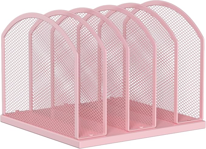 Gawerk 5-Section Vertical Desktop Organizer, 6-Section Mesh File Folder Stand Sorter for Office Home Classroom Organization