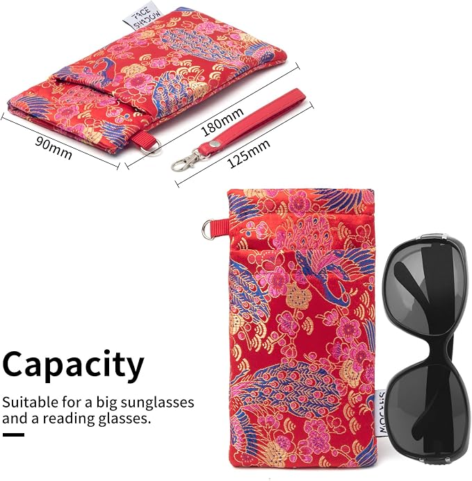 Face Shadow Double Glasses Case Soft Eyeglass Case For Women Men Squeeze Top Sunglasses Case With Cleaning Cloth