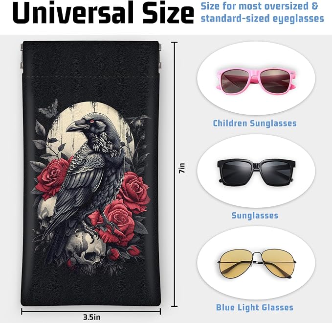 Soft Sunglasses Eyeglass Glasses Case,7x3.5inch Portable PU Leather Squeeze Top Holder Bag Pouch for Women Men