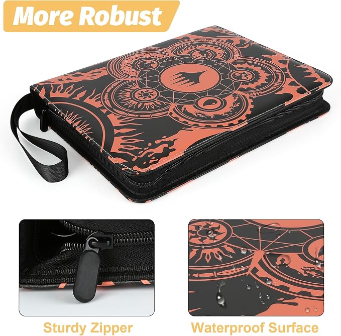 Trading Card Binder,9-Pocket Binder for Trading Cards Holds 720 Cards,Premium Collector Card Album for Standard Cards,Card Collection Folder for MTG,TCG,Yugioh,Game Cards (A-orange)