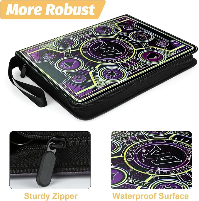 9 Pocket Card Binder,Trading Card Binder Premium 720 Double PU Card Collection Binder with Sleeves,Card Folder for MTG, TCG, Sports Cards, (Purple)