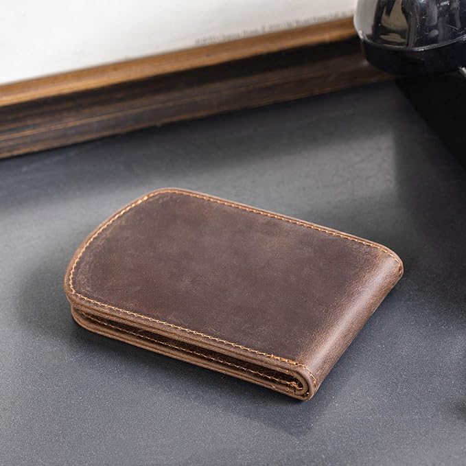 Polare Slim Curve Front Pocket RFID Blocking Italian Real Leather Bifold Wallet for Men