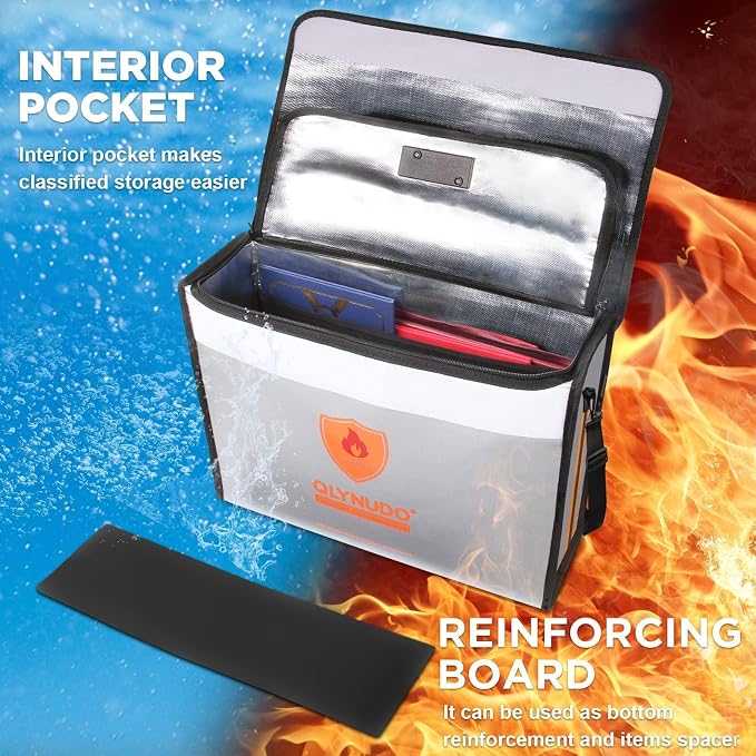 Fireproof Document Organizer, Safe Box for Legal Size Files & Laptops | Fits 3-Ring Binders | TSA Lock | Rigid Bottom | 2550°F Flammability Certified | Notary Safe