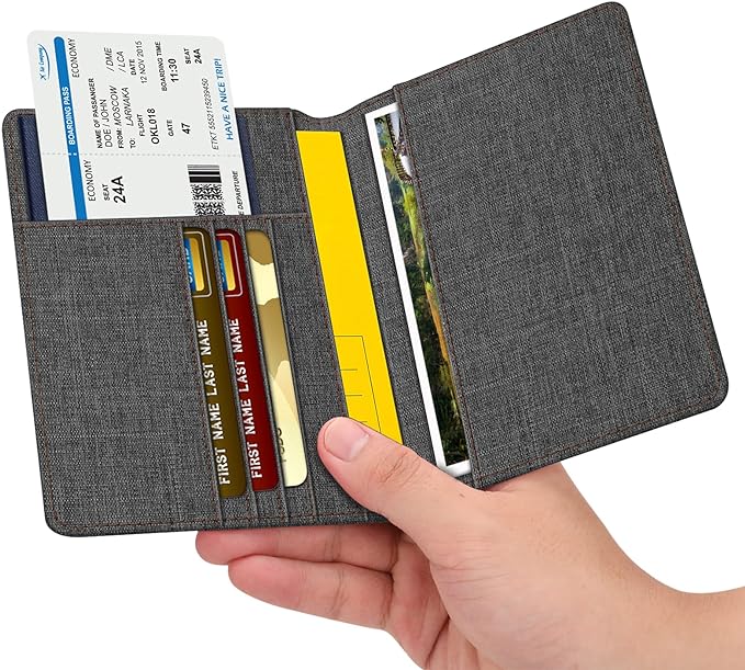 FINTIE Passport Holder, Slim Travel Wallet RFID Blocking Card Case Cover | Passport Cover Protector Essentials with Credit Card Slots, For Women/Men