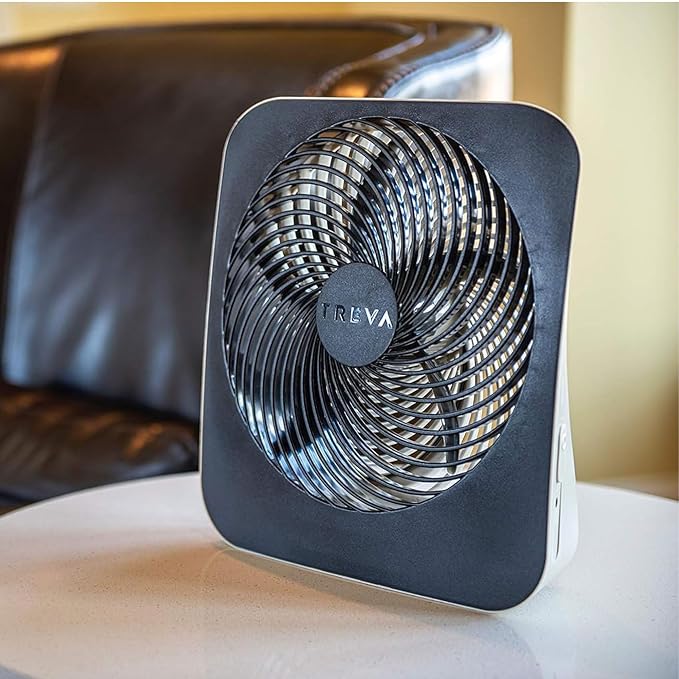 Treva 10 in Portable Fan Battery or AC Powered 2-Speed Desk Fan Black | Yes
