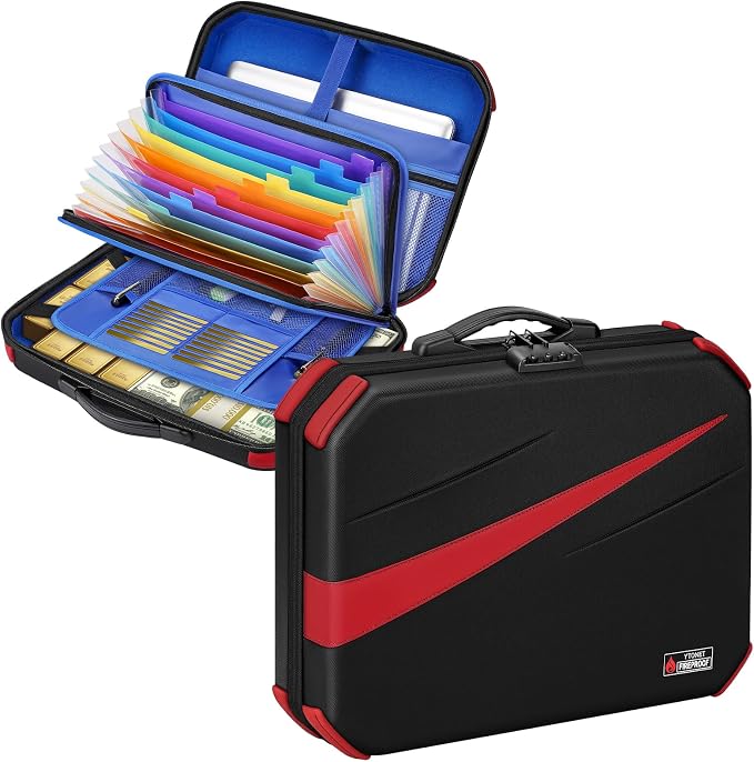 Ytonet Accordion File Organizer, Hard Case Document Organizer Box with Lock | Important Car File Organizer with Removable File Folder, Portable Safe Box for Home Travel for Letter Size Files
