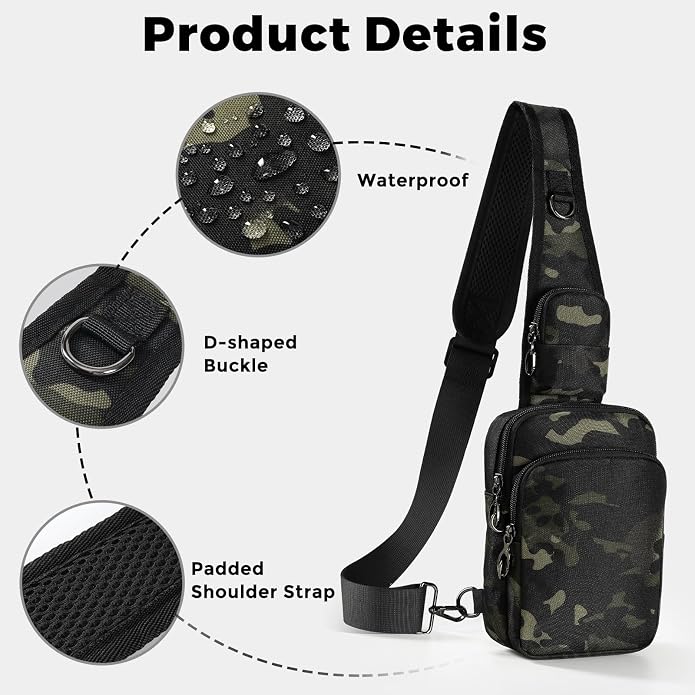 Sling Bag, Crossbody Bag with Zipper Lock, RFID Blocking & Water Resistant for Men and Women