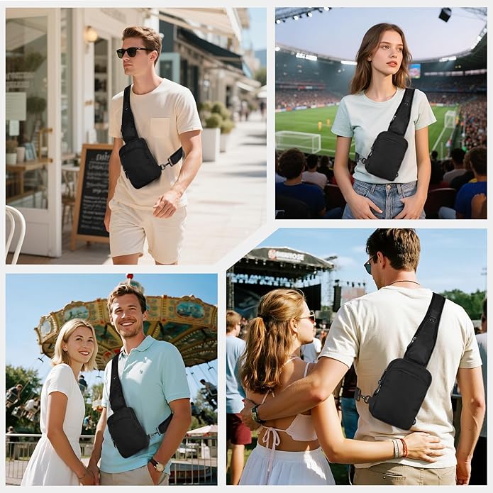 Sling Bag, Crossbody Bag with Zipper Lock, RFID Blocking & Water Resistant for Men and Women