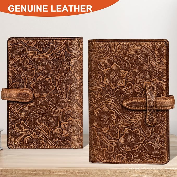 Genuine Leather Passport Holder Travel Bifold Wallet | For Men And Women Slim RFID Blocking Brown