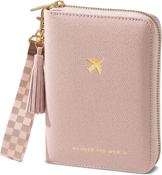 Beautiful Passport Holder And Travel Wallet with Wristlet Strap | All-in-One Organizer for Women Holds up to 4 Passports, w Card Slots and Keychain - RFID Blocking Keeps Documents Safe