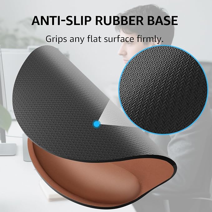 KTRIO Keyboard Wrist Rest & Mouse Pad with Wrist Rest, Coffee Brown | Memory Foam Wrist Support, Ergonomic Design, Non-Slip Base, Office and Home Use