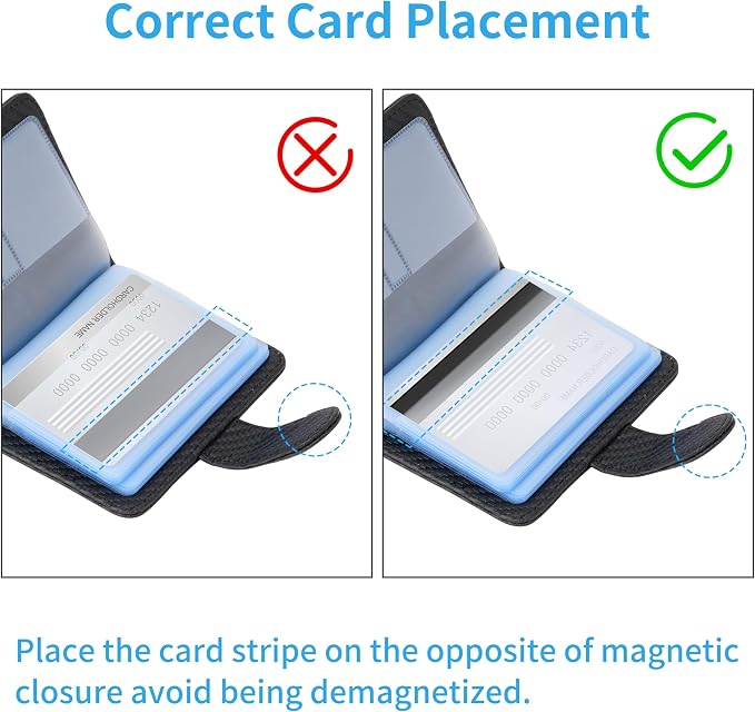 Wisdompro Credit Card Holder, RFID Blocking Wallet Debit Card Protector | Slim Leather Credit Card Organizer Case, Card Case with Magnetic Shut, 20 Card&7 Memory Card Slots-Vertical Microfiber Black