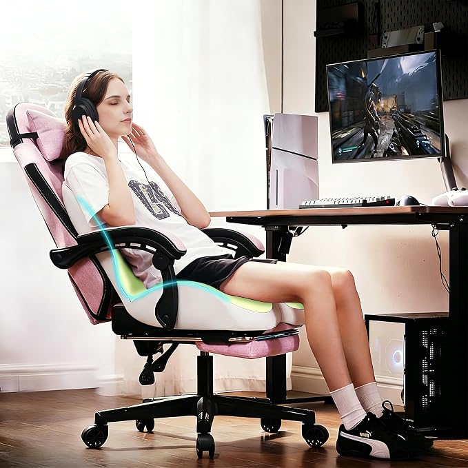 Seat Cushion for Office Chair and Car, Lumbar Support Pillow for Office Chair, Memory Foam Ergonomic Seat Cushion for Long Sitting, Back & Tailbone Pain, Sciatica - Green & Gray