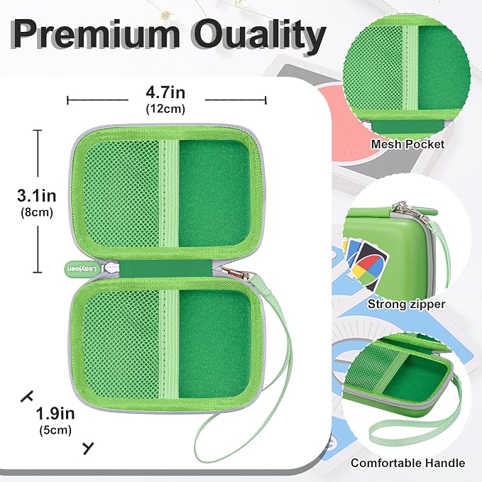 Leayjeen Cards Case Compatible with Skip BO/UNO/Pokemon/Phase 10 Card Game,Fits Up to 108 Cards,Carrying Storage Bag for Travel-Green(Case Only)