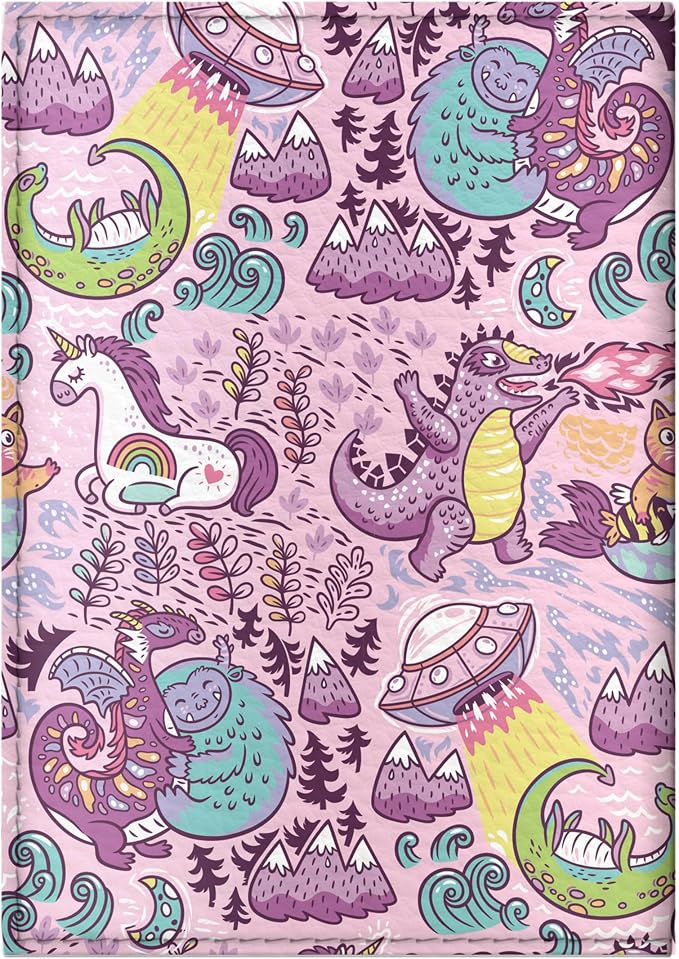 Passport Cover for Kids, Women and Men, Cute Travel Passport Holder (Dragon Yeti Pattern)
